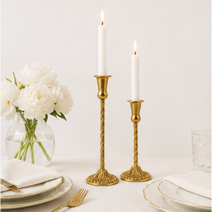 Juego de Portavelas Cónicos de Oro Antiguo, Candelabros de Metal con Tallo Trenzado Vintage para Centro de Mesa de Boda, Decoración de Hogar de Lujo - Product Image 4