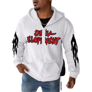 High Quality 450 GSM Streetwear Zipper <b>Hoodies</b> Men Unisex Thermal French Terry Vintage Distress Winter 100% Cotton Quick Dry - Product Image 1