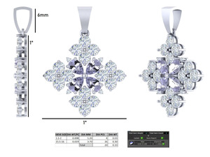 Pendentif en argent 925 en forme de fleur personnalisée avec diamants de laboratoire et pierres précieuses CZ, bijoux de mariage classiques pour femmes, idées cadeaux - Product Image 1