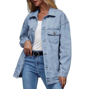 2025 femmes à la mode surdimensionné bouton Denim Jean veste loin hommes et femmes à manches longues haut court automne/hiver mode tenue - Product Image 6
