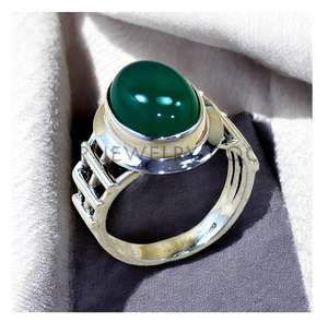 Bagues en argent sterling 925 avec pierres précieuses en onyx vert naturel, prix de gros, bijoux fins en argent faits à la main - Product Image 1