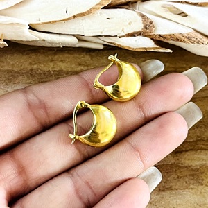 Nuevos Pendientes de Aro Gruesos Tipo Huggie de Latón Estilo Boho para Mujer, Bañados en Plata/Oro, Minimalistas para Fiesta, Venta al por Mayor/OEM/ODM - Product Image 2