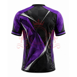 Camiseta de Fútbol Geométrica Morada y Negra para Hombre, Manga Corta, Cuello en V, Poliéster que Absorbe la Humedad, Ajuste Atlético, para Todas las Temporadas - Product Image 2
