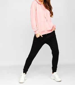 Sudadera con Capucha Rosa para Mujer, Manga Larga, Tejido de Algodón, Color Sólido, Transpirable, Estilo Casual para Otoño - Product Image 3