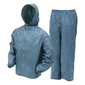 Men's <b>Waterproof</b> Hooded Rain Jacket and Pants Set Lightweight Blue Outdoor <b>Fishing</b> Gear - Product Image 5
