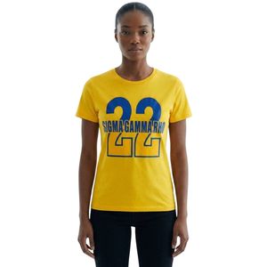 T-shirt graphique doré pour femme, manches courtes, col rond, décontracté, streetwear, tee-shirt en coton imprimé personnalisé, vêtement tendance - Product Image 1