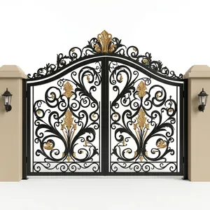 Portail Principal en Fer Forgé Orné, Porte d'Entrée Métallique Décorative de Luxe, Design Extérieur Élégant pour Villa et Maison - Product Image 5