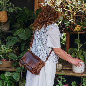 <b>Genuine</b> <b>Leather</b> Sling <b>Bag</b>, Handmade Brown <b>Leather</b> Crossbody Casual Daypack, Sling Backpack, <b>Leather</b> - Product Image 1