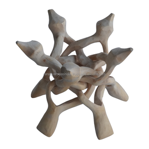 แท่นวางของตกแต่ง 5 ขา ทำจากไม้ธรรมชาติแกะสลักด้วยมือ ขนาด 8 นิ้ว สำหรับคริสตัล ลูกแก้ว ไข่นกกระจอก ถ้วยสมุนไพร DIY-เฟิงชุย ตกแต่งบ้าน - Product Image 2