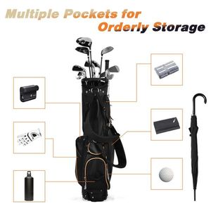 Borsa da Golf Nera in Nylon 420D Resistente all'Acqua, Leggera con 3 Divisori e 7 Tasche con Cerniera, Borsa Personalizzata per Mazze - Product Image 4