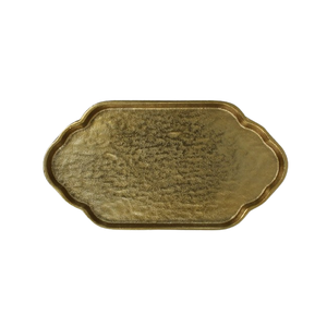 Plateaux de service en aluminium, plateaux décoratifs de luxe, faits à la main, style antique, design luxueux, plateau à fruits, décoration de table, couleur or - Product Image 1