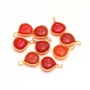 Colgante de flor de cornalina natural, plata de ley 925, colgante de piedra preciosa tallada a mano, colgante de corazón para la elaboración de joyas - Product Image 3