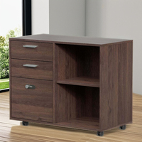 Meubles de bureau SpringCreek en bois massif, bureaux modernes pour la maison et le bureau, armoire à 3 tiroirs avec serrure, support mobile pour imprimante, étagère de rangement ouverte, résistant à l'eau