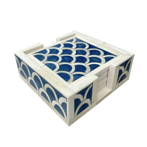 Export Quality Decorative Pink Inlay Coasters <b>Set</b> MDF Resin Coaster <b>Set</b> <b>Square</b> by Lametierartz Indian Manufacturer - Product Image 1