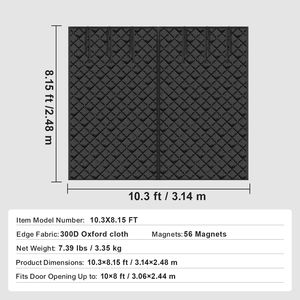 Kit d'isolation pour porte de garage hivernale 10x8FT, isolant thermique magnétique en tissu Oxford 300D, rideau de porte, accessoires pour portes et fenêtres - Product Image 6