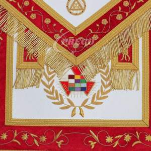Tablier de Grand Prêtre Maçonnique du Chapitre Royal Arch - Tablier de Franc-Maçon en Velours Rouge Brodé à la Main - Product Image 2