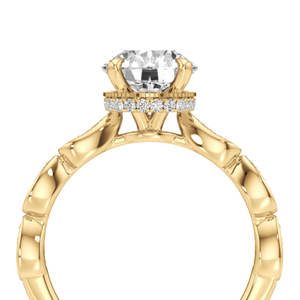 Bague solitaire avec accent de diamant rond et grappe de pierres - Product Image 5