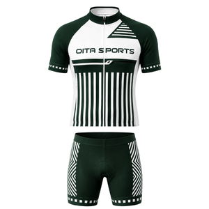 Dark Green White Custom <b>Cycling</b> Jersey <b>Shorts</b> Set <b>Short</b> Sleeve Full Zip Quick Dry <b>Padded</b> Bicycle Uniform Racing Team Performance - Product Image 1