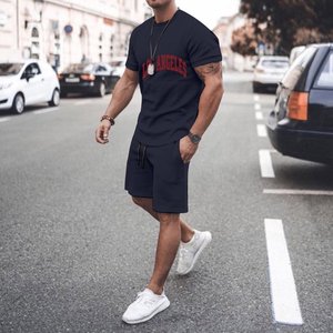 เสื้อยืดลำลองผู้ชายไซส์ใหญ่ ระบายอากาศได้ดี พร้อมกางเกงขาสั้นเข้าชุด สำหรับฤดูร้อน ชุดลำลองคู่รัก คุณภาพสูง - Product Image 2