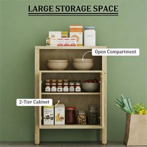 Credenze Naturali, Buffet, Bar da Caffè e Armadietti Porta Posate con Ampio Spazio di Archiviazione - Product Image 3