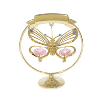 Figura de Mariposa Crystocraft, Cristal Cromado Dorado, Impresión Láser, Estilo Jardín Europeo, Adornos Colgantes, Aro Bohemia