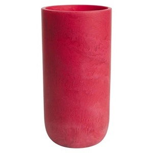 Jarrón Redondo de Resina Roja Moderno, Hecho a Mano, Alto y Cilíndrico, Maceta Artesanal, Ecológica y Duradera para Decoración del Hogar y Sala de Estar - Product Image 1