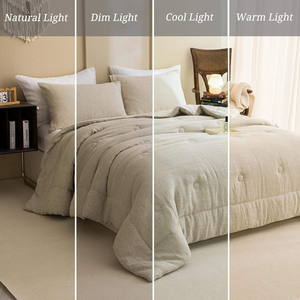 Plain Waterproof 100% Linen 300tc Hotel Use Bed Sheets Duvet Cover Set 5 Pcs 1 Fitted 1 <b>Flat</b> 2 <b>Pillow</b> Cases - Product Image 3