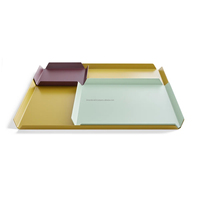 Plateau carré moderne de luxe en acier inoxydable, nouvelle arrivée, design personnalisable, émaillé, revêtement en poudre, écologique, compatible lave-vaisselle, vente en gros