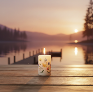 Rehaussez la beauté de votre maison avec cette élégante bougie pilier décorative florale de Noël en paraffine (3x3 pouces) pour les commandes en gros - Product Image 2