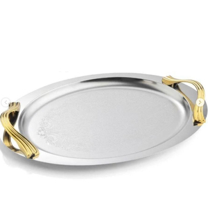 Great Quality Stainless Steel <b>Tray</b> With Handle Attractive Design Table Top Food <b>Snacks</b> Serving <b>Tray</b> Coffee Table <b>Tray</b> For Sale - Product Image 2