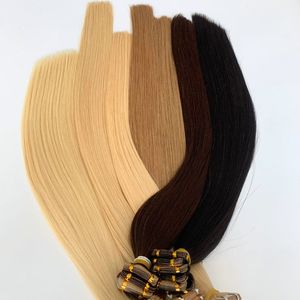 Cheveux de luxe Extensions de cheveux humains bruts 12A Grade Tape Style Couleurs personnalisables Vente en gros Pas de perte ou d'emmêlement Cheveux raides - Product Image 4