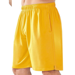 Shorts de baseball jaunes pour hommes, longueur genou, taille élastique avec poches, bas de tenue de sport pour l'entraînement - Product Image 1