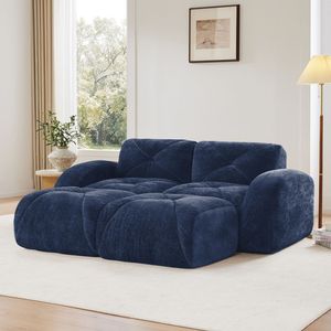 Divano a U Senza Struttura in Velluto Morbido, Design Trapuntato, Spugna ad Alta Densità 32D, Base Ergonomica, Nessun Montaggio Richiesto, per Soggiorno - Product Image 2