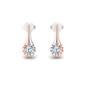 Pendientes de Oro Sólido de 10k, 14k, 18k con Diamante Cultivado en Laboratorio de Corte Redondo, Diseño Minimalista, para Regalo, Fiesta, Aniversario y Uso Diario - Product Image 1
