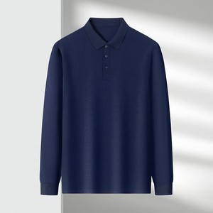 Polo de manga larga para hombre, estilo casual de negocios, cuello sencillo, corte holgado, ideal para primavera y otoño, de fábrica OEM. - Product Image 3
