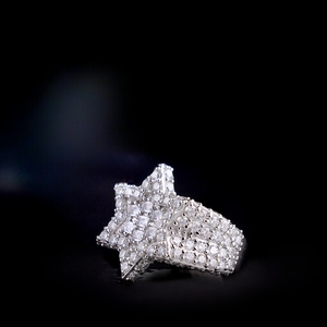 Luxury Moissanite <b>Crown</b> Star <b>Ring</b> Sterling Silver Iced Out Mens Statement Fashion Jewelry Hip Hop <b>Ring</b> - Product Image 4