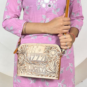 Premium Genuine <b>Leather</b> 777 Lucky Crossbody Bags Hand <b>Tooled</b> Western Design Women Shoulder Bag Vintage Sling Purse for Daily Use - Product Image 4
