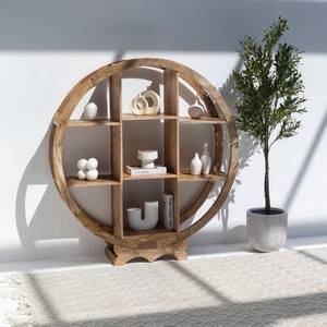 Librería Redonda de Madera Vandana Vesta Zenova, Mueble de Almacenamiento Circular de Madera Maciza de Diseño Moderno - Product Image 1