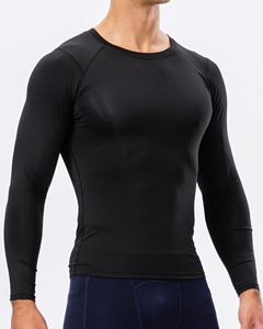Quick Dry Spandex Nylon Rash Guard <b>Men</b> <b>Compression</b> <b>Shirt</b> Crew Neck Long Sleeve MMA Rash Guard For Gym Training Running Cycling - Product Image 2