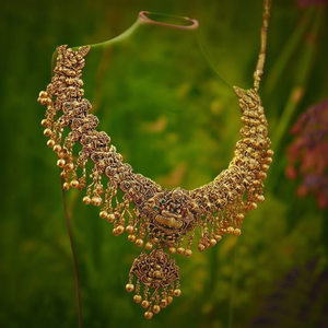 Antique Nakshi Women's Gold Plated Brass Necklace and Earring Set-Wedding Fashion Jewelry - Product Image 3