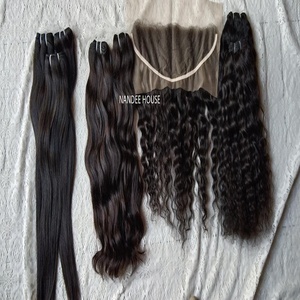 Temple brésilien péruvien 4X4 cuticule aligné indien vierge crue Remy cheveux noir pour dentelle frontale fermeture perruque cheveux humains - Product Image 4