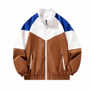 Blouson universitaire homme en non-tissé, coupe ample à épaules tombantes, avec fermeture éclair, color block, style Birlag Sports, pour l'automne, personnalisable, haute qualité, vente en gros - Product Image 3