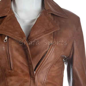 Women Trendy <b>Leather</b> <b>Long</b> <b>Jacket</b> Stylish Short Slim Fit Biker Coat Modern Winter Fashion Outerwear <b>Jacket</b> for Ladies - Product Image 3