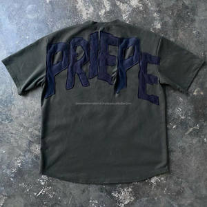 เสื้อถักผ้าคอตตอนขนาดใหญ่สำหรับผู้ชายและผู้ชายเสื้อยืดมีน้ำหนักไม่มากเย็บปักโลโก้ออกแบบได้ตามต้องการ - Product Image 5