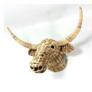 Handwoven Water Hyacinth Buffalo Head Wall <b>Decor</b> Natural <b>Animal</b> Wall Hanging Boho <b>Safari</b> <b>Home</b> Decoration Wall Art - Product Image 3