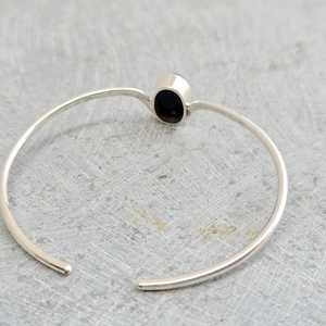 Dainty Black Onyx Luxury Vintage Minimalist Sterling Silver <b>Bangle</b> Elegant Handmade Jewelry Gift for Women - Product Image 3
