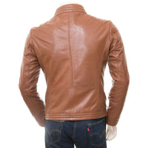 Chaqueta de Cuero para Hombre con Acabado Liso, Impermeable y Transpirable, Logotipo Frontal, Uso Diario Informal, Ajuste Cómodo, Estilo Urbano - Product Image 2