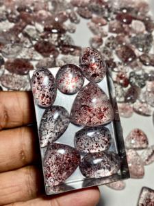 MAHNAJ GEMS Natural Super Seven Quartz Gemstone Polished Oval & Mixed-Cut Cabochons Customizable Loose <b>Stones</b> for Jewelry Making - Product Image 2