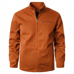 Veste Safari Homme Vert Olive à Col Mandarin Imperméable avec Fermeture Éclair, Couleur Unie, en Polyester, Coupe Droite, Idéale pour l'Hiver - Product Image 5
