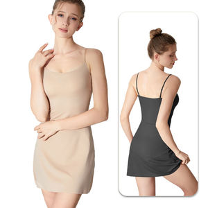 Vestido Camisero Casual de Punto para Mujer con Copas Finas Fijas, Espalda Hermosa, Nylon y Spandex, Diseño Sólido, con Sujetador Incorporado - Product Image 4